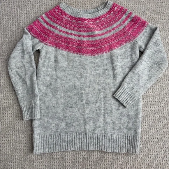 Fair Isle Pink & Gray Sweater - Picture 2 of 4
